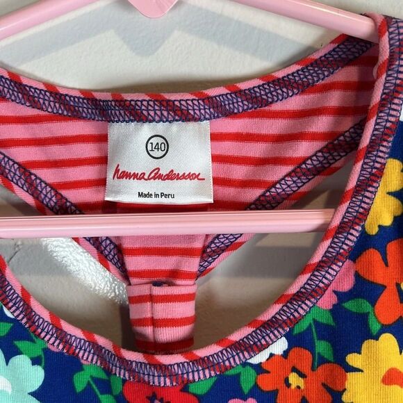 Hanna Andersson Floral Striped Racerback Shirt Size 10 - Picture 5 of 15